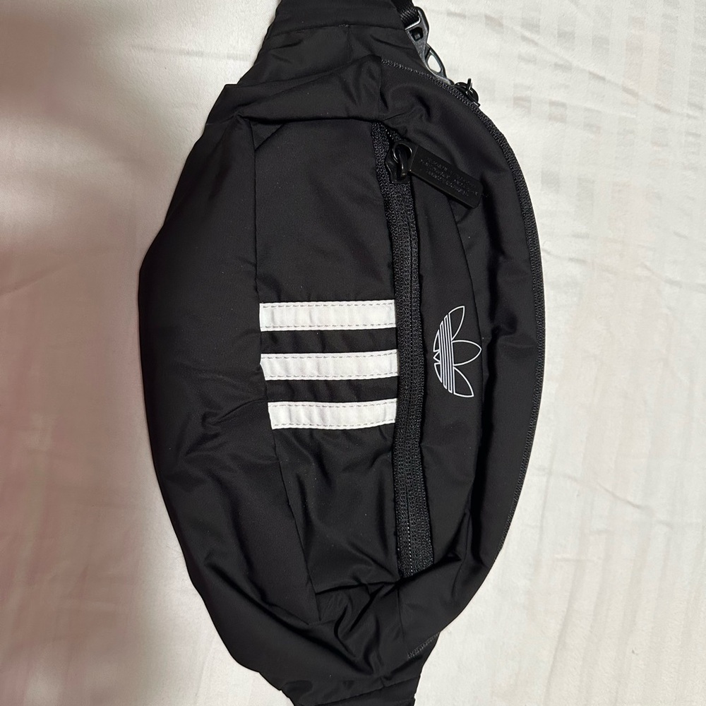 Adidas Black Waist Bag/cross body with White Stripes